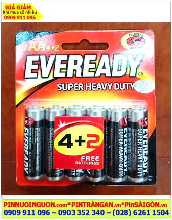 Eveready 1215-BP6, Pin AA 1.5v Eveready 1215-BP6 Heavy Duty (Vỉ 6viên)